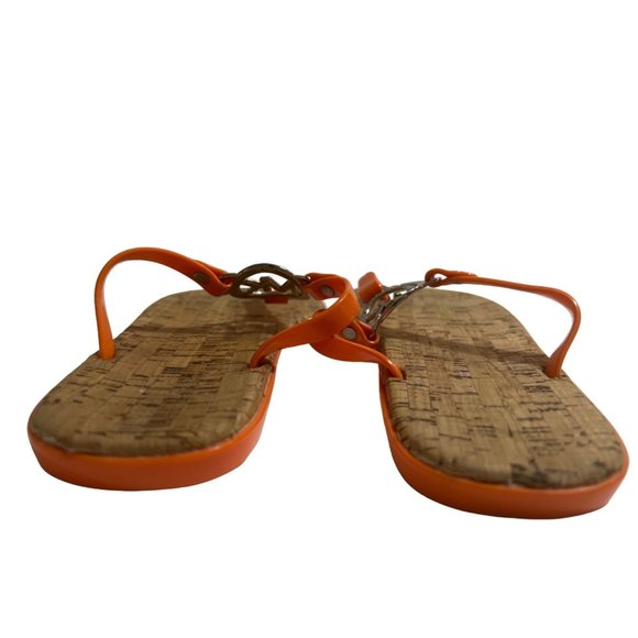 Michael Kors Charm Orange Jelly Thong Sandals 8 - Picture 3 of 6